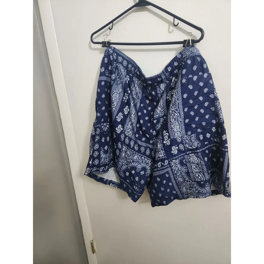 No Boundaries Mens Navy Blue Paisley Bandana Swim Trunks Mesh Lined 2XL 44-46
